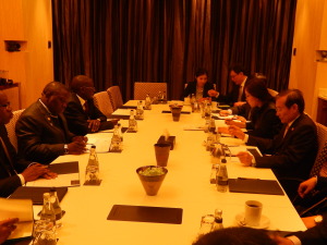 The Zambian delegation (left) during bilateral talks with the Chinese Chinese Government and Vice Foreign Minister, Zhang Ming on 10th  June, 2015 in Johannesburg
