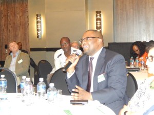 His Excellency Mr. Emmanuel Mwamba makes an intervention during during discussion before the launch of the Zambia-South Africa Business Council in Johannesburg on Friday, 30th October, 2015.