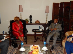 President Edgar Lungu's Special Envoy, Honourable Dora Siliya, with President Zuma in Pretoria on 14th January, 2016