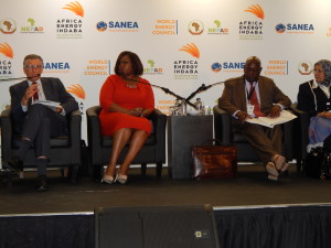 South Africa’s Deputy Director General for Energy Dr. Wolsey Barnard, Zambia's Minister of Energy Ms. Dora Siliya, Zimbabwe's Minister of Energy Mr. Samuel Undenge and African Union Commissioner Dr. Elham Ibrahim at the Africa Energy Indaba in Johannesburg on 16th February, 2016