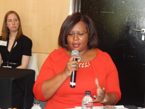 Zambia's Energy Minister Ms. Dora Siliya speaking at the Africa Energy Indaba in Johannesburg on 16th February, 2016