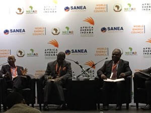 L - R: Shell South Africa Holdings Pty Ltd Board Chairman, Mr. Bonang Mohale; Executive Director for the South African Petroleum Industry Association, Mr. Avhapfani Tshifukaro and Indeni Petroleum Refinery Board Chairman, Mr. Johnstone Chikwanda during a panel discussion at the Africa Energy Indaba in Johannesburg, on 17th February, 2016
