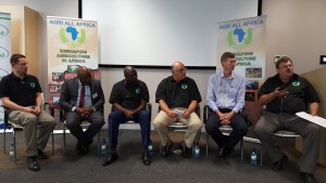 AaA Chief Executive Officer Mr. Dirk Hanekom speaking during a panel discussion at the symposium in Pretoria on Wednesday, 19th October, 2016. With him are (L-R) Agri-Zambia Managing Director Mr. Landon Romano, Agri-Zambia Board Member Mr. Levi Tembo, Lusaka Province Minister, Mr. Japhen Mwakalombe, AaA Chairperson Dr. Theo De Jager, and fresh produce dealer Mr. Jan Mocke
